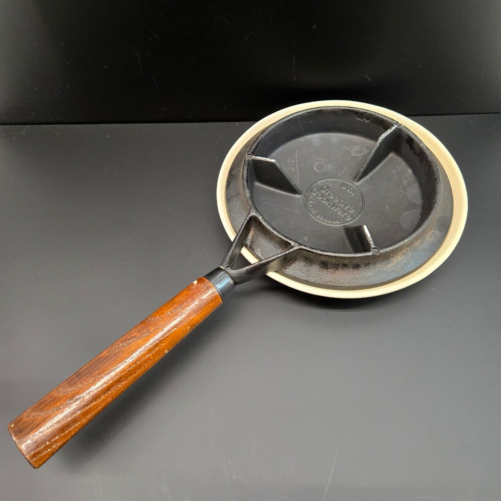 Creative Cookware Vintage Cast Iron Crepe Pan and Ceramic Batter Recipe Set‎